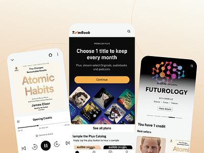 TomBook - Premium Audio App app app design audiobook design interface design intuitive navigation mobile app mobile app design mobile design mobile ui mobile ux podcast app premium subscription streaming ui ui design user experience ux ux design uxui