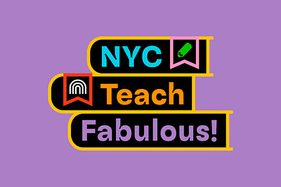 NYC Teach Fabulous! Logo books branding education elementary school fabulous gay lgbtq logo nyc pencil queer rainbow school teach trans