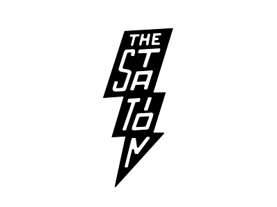 The Station bar branding electric lettering lighting logo shape station trains
