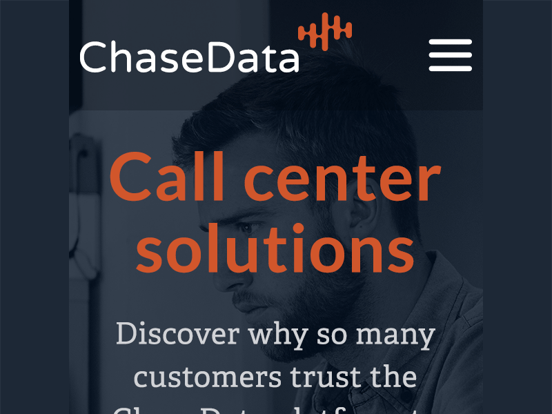 ChaseData Mobile Design buttons hamburger icons mobile orange responsive