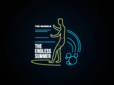 Now Spinning: The Endless Summer Movie Soundtrack | The Sandals after effects motion graphics neon now spinning surf surfing the endless summer