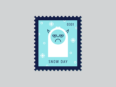 Snow Day character daily postage icon illustration line icon postage snowflake stamp vector winter yeti