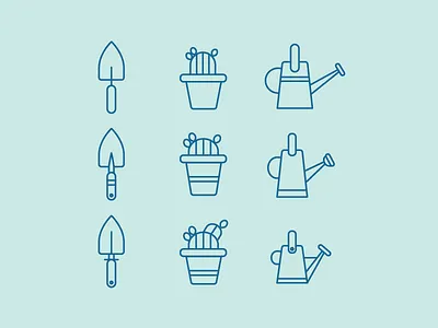 Garden Icons cactus garden gardening green thumb icons set shovel succulent watering can