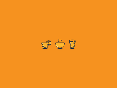 Industry Icons beer cocktail food icons illustration orange ramen