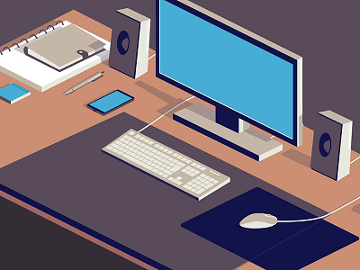 Isometric Vector Desk desk isometric low poly office vector