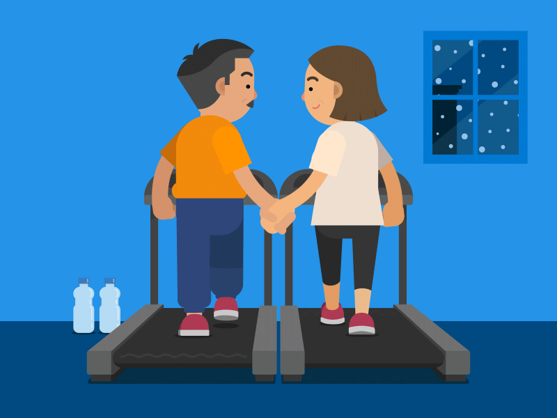 Romantic Stroll animation gif motion graphics treadmill walking