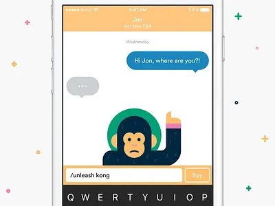 Unleash Kong chat chimp cute design illustration ios kong mikleo ui