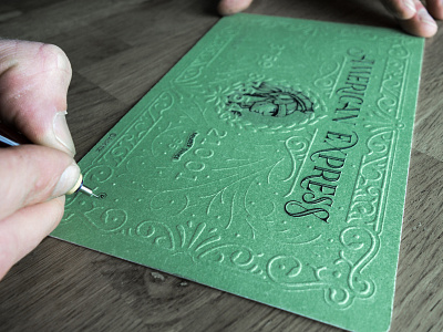 American express Greencard Process card embossing illustration lettering typography