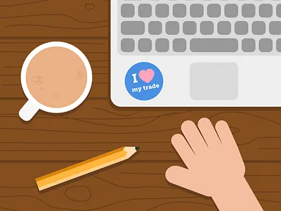 Work Bench hand illustration laptop mybuilder pencil person sketch sketch app 3 tea tradesman vector