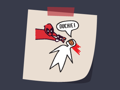 Have you seen this man? deadpool doodle francis funny gun guns marvel meme notes sticky sword