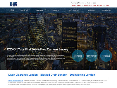 BDS Drainage blocked drains drainage london web design
