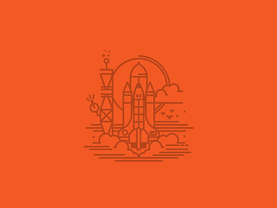 Airsick icon illustration launch line art rocket shuttle space vector