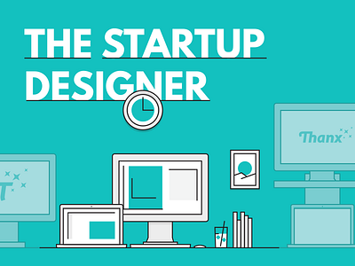 The Startup Designer blog post designer desk flat illustration line medium startup