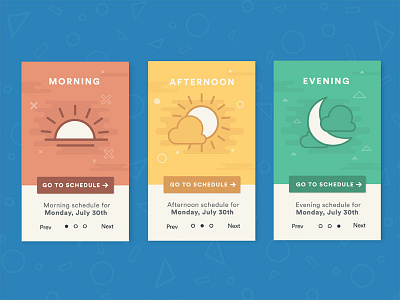 TransitionToolkit Screens afternoon app evening icon illustration mobile morning schedule screen