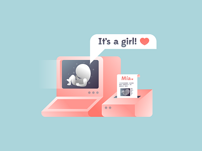 It's a girl! baby girl illustration illustrator miguelcm pregnant