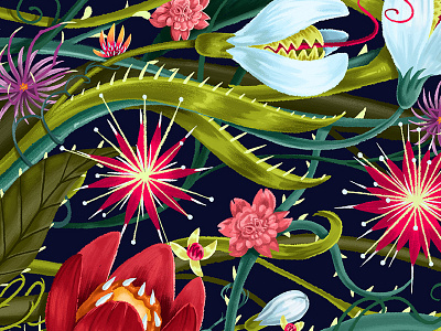 Creepy Garden colorful creepy flowers garden illustration scary