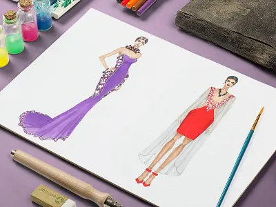 Fashion Illustration - Watercolors clothes clothing design fashion illustration model models sketch watercolors
