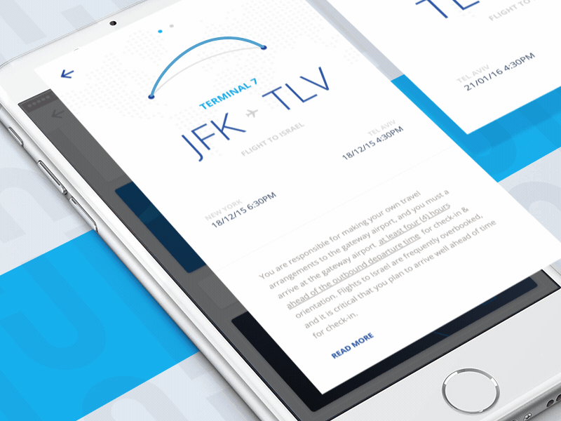 Itinerary - GIF android animation app boarding pass flight ios iphone millennial ticket travel ui ux