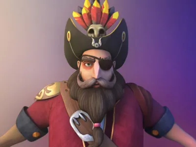 Pirate 3d modeling character design illustration rendering