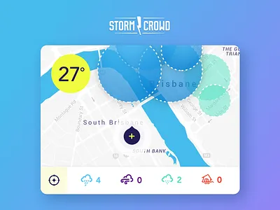 Storm Crowd UI app concept graph location map radius storm temperature ui weather