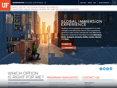 College Website Mockup: Early Sketch business college gators higher ed web