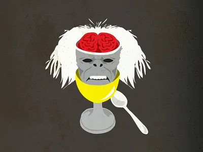 Monkey brain art direction concept flat graphic illustration illustrator poster