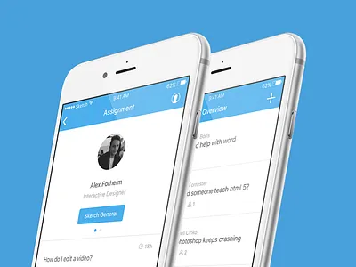 Ask for help app assign concept design profile project school second student ui ux