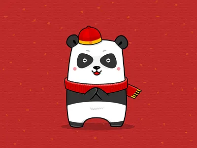 Happy New Year animal cute happy happy new year illustration lovely panda spring festival