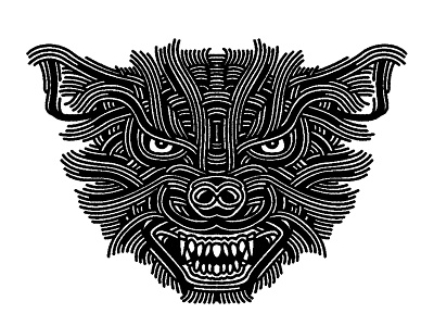 hyena - (for) print angry animal beast dog dynamic hyena illustration lines linework tattoo