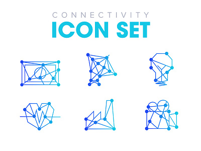 Connectivity icon set blue connections gradient icon icons set tech technology