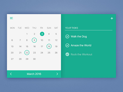 Todo List calendar dailyui flat list modern office sleek todo turquoise widget work