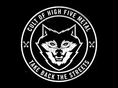 The Cult of High Five Metal apparel badge branding keys merch type wolf