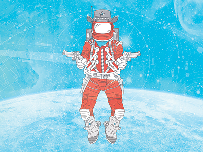Space Sheriff cosmic cowboy design illustration mural sheriff space stars