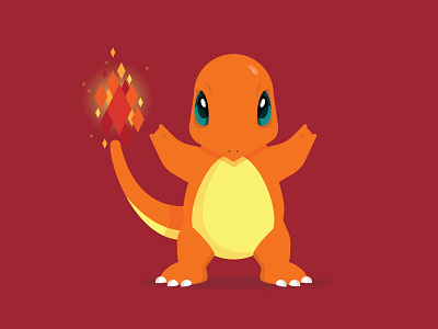 Charmander Version 2 character dragon illustration nintendo pokemon red series video game