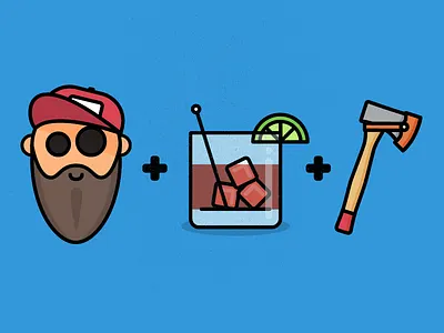 Hipster Movement | Illustration axe cocktail hipsters illustration minimal monoweight outlines thick lines vector