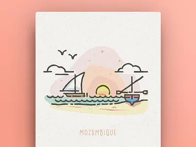 World Icons - Mozambique icons illustration lines monuments vector world