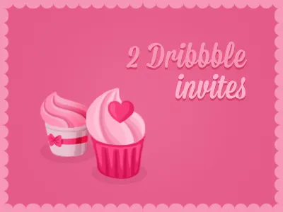 Sweet Dribbble Invite cake dribbble flat food illustration invite pink