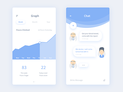 Some medical screens (WIP) app chat doctor graph medical month patient ui week year