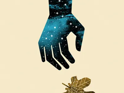 Leaf Off / The Cave gigposter hand josegonzalez minneapolis screenprint sky stars