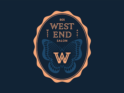 West End austin badge butterfly hair icon logo salon texas w