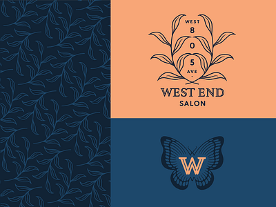 West End austin badge butterfly hair icon logo salon texas w