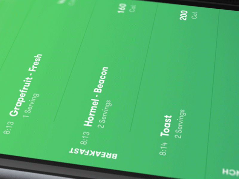 Food Log Timeline animation app breakfast food lunch timeline