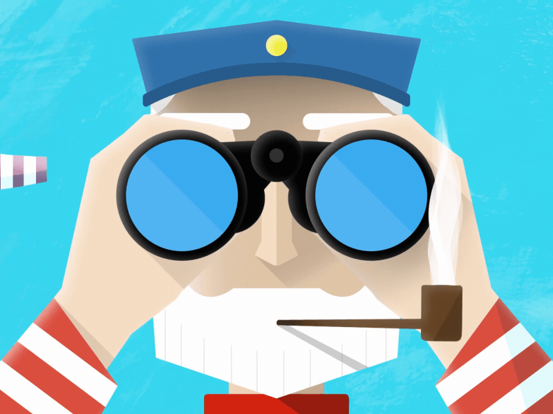 Gramps keeping watch animation beard binoculars festival gif grandpa hat illustration old pipe shock smoking