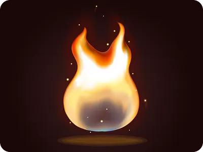 Fire icon game assets bright burning element fire flash force of nature icon play spark vector