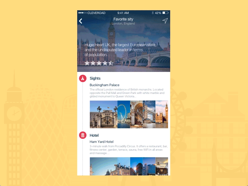 Example of City Guide App - Animation