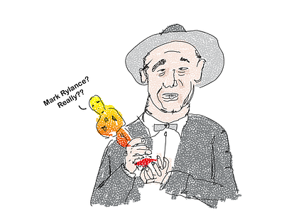 Mark Rylance and his Oscar drawing gradient illustration oscars