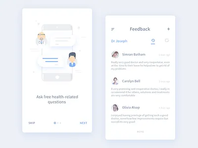 Feedback and Walkthrough (from medical app) doctor feedback next patient skip user walkthrough