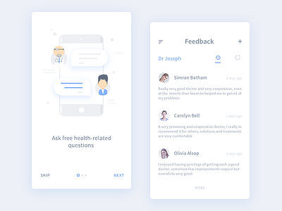 Feedback and Walkthrough (from medical app) doctor feedback next patient skip user walkthrough