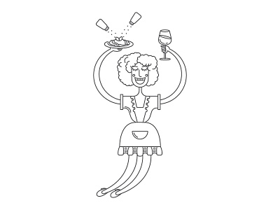 Pasta girl character graphic design illustration line art pasta waitresse