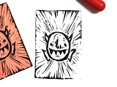 😈 illustration linocut monster print print making satan